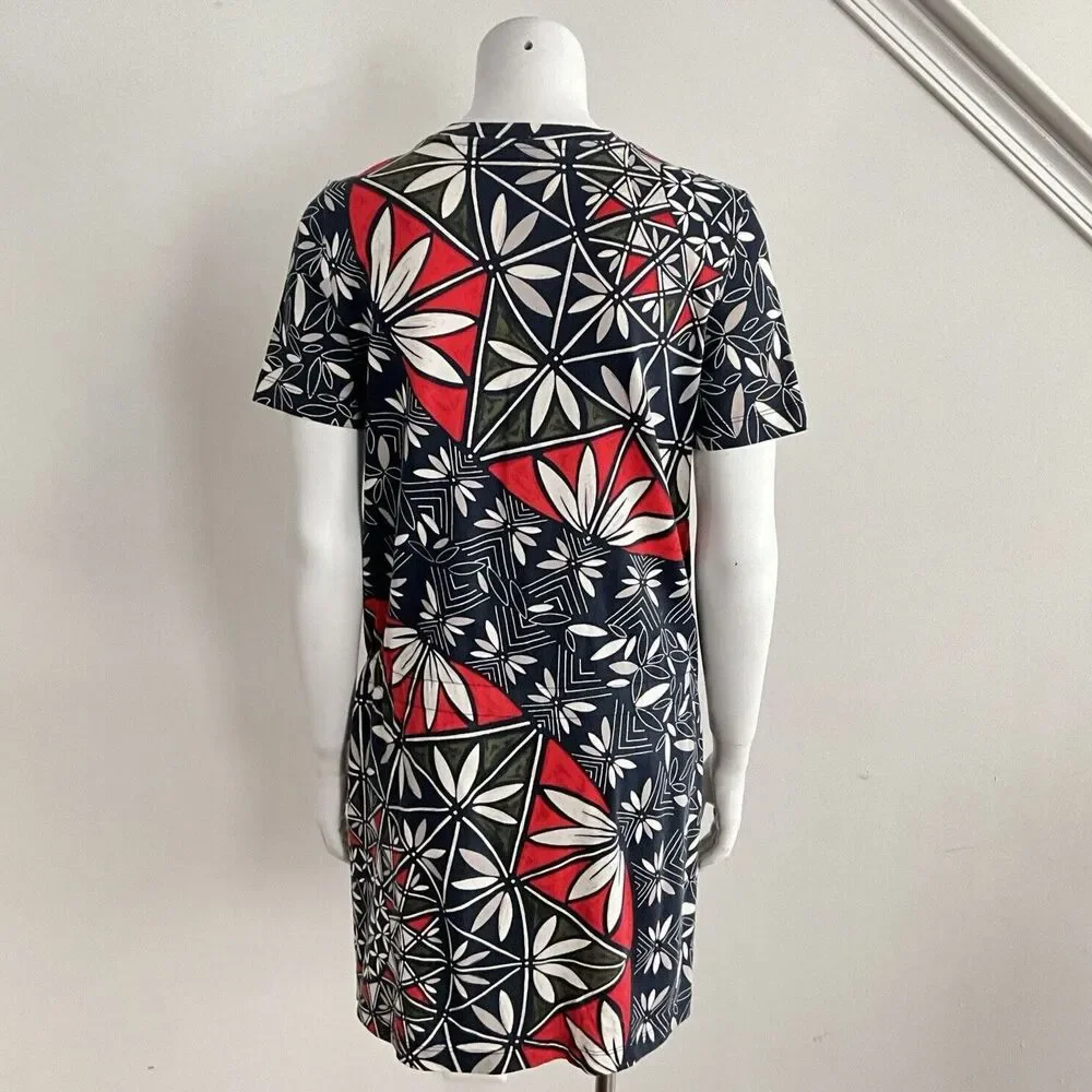 Tory Sport Geometric Pima Cotton Dress Blue XS